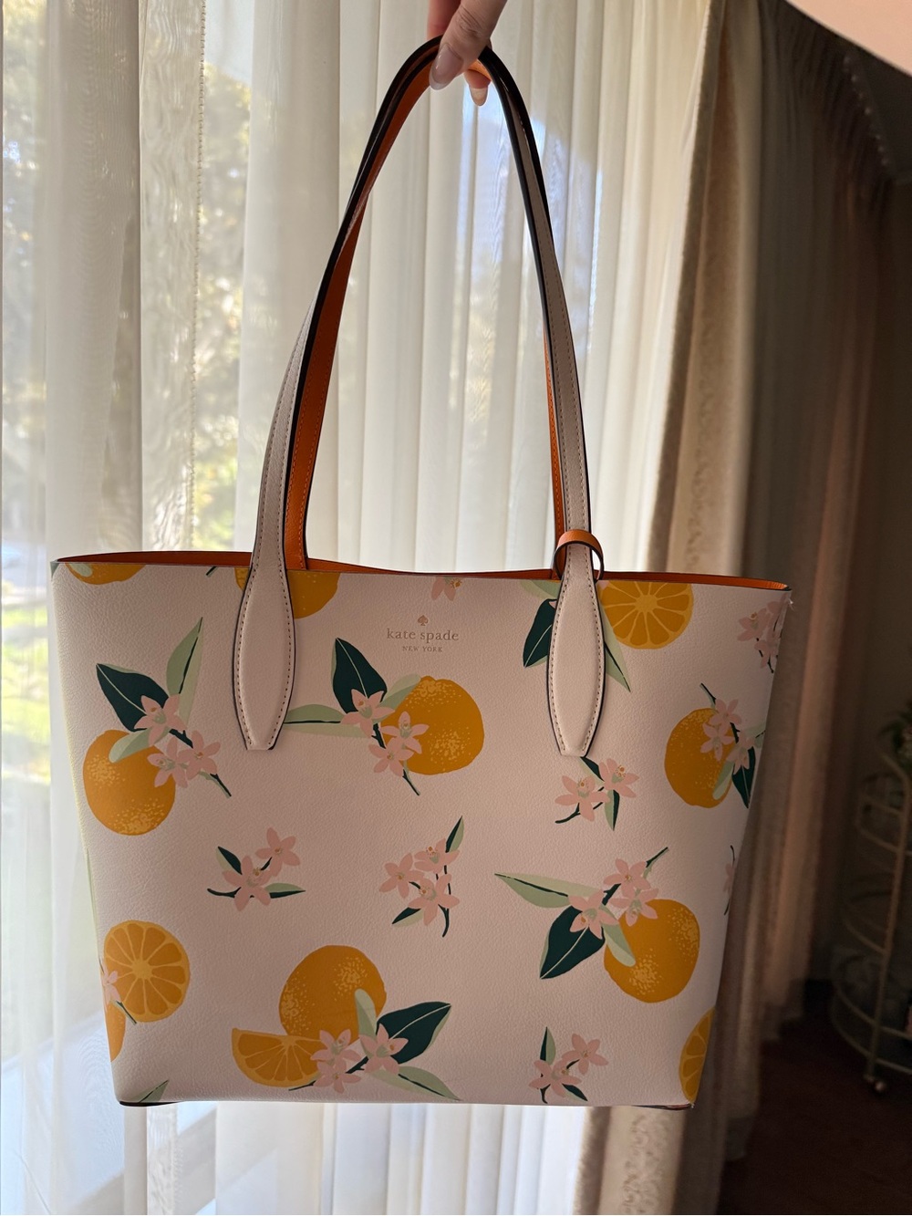 Kate Spade Citrus Blossom Tote Bag - White/Orange - Picture 2 of 9
